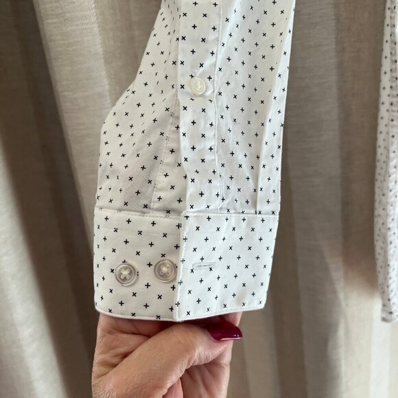 Men's Apt. 9 White & Black Premier Flex Slim Fit, Size 15-15 1/2, 32/33 - Picture 4 of 8